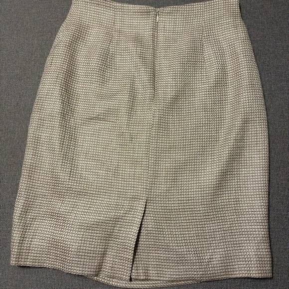 Rena Rowan Textured Tweed Pencil Skirt Cream Midi Career Office Old Money Chic 8 - Picture 2 of 8